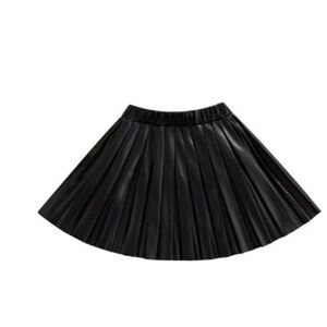 Megan Faux PU Pleated Kids Skirt